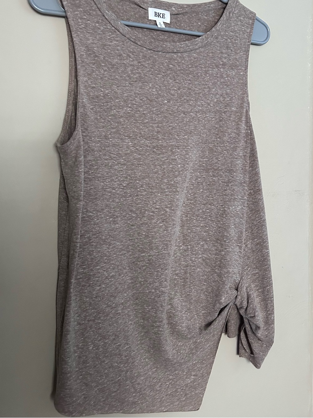 BKE Taupe Heathered Sleeveless Tank with Side Knot Size Small